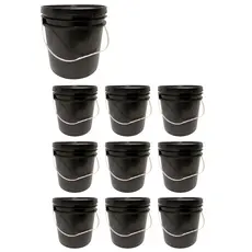 Kit balde preto reforçado 10 litros plástico com tampa hermética e lacre e alça plástica