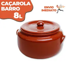 Caçarola Panela de Barro Cerâmica Rustica Artesanal 8L Servir Preparar Feijoada Moqueca