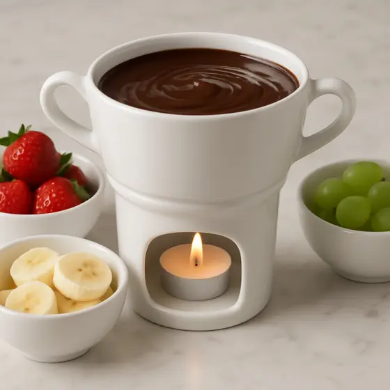 Fondue Chocolate Individual ou Casal Porcelana Branca 250ml Formato Caneca