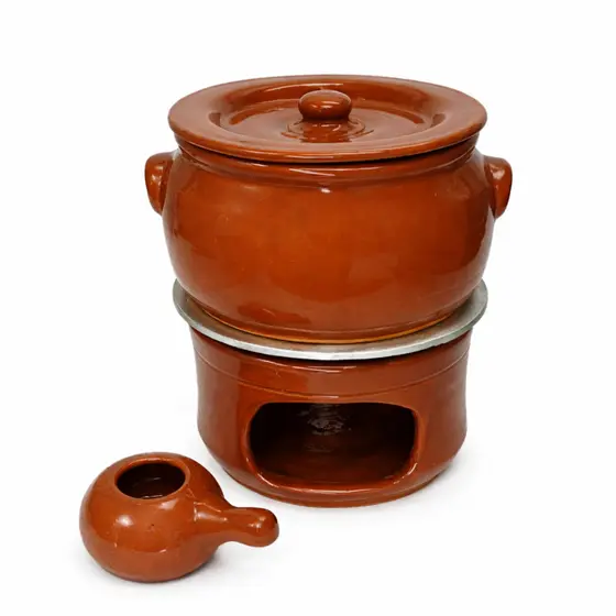 Rechaud de Barro N3 Caçarola Cerâmica Refratária Fogareiro Chapa Difusor Kit Completo e Peça Avulsa
