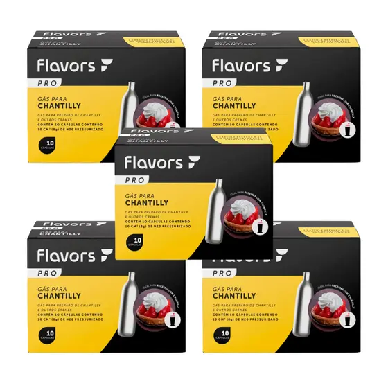 Kit 50 Cápsulas de Gás Chantilly Para Sifão Garrafa Drinks Flavors Ampola Espuma