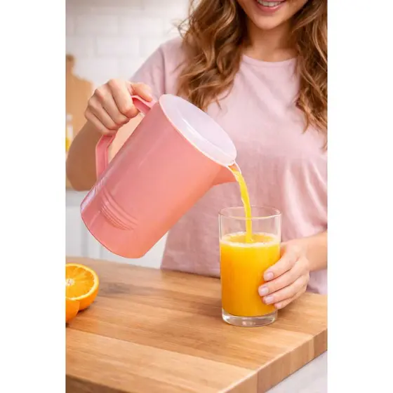 Jarra de Plástico 3,5 Litros com Tampa – Cor Rosa | Ideal para Água, Suco e Bebidas
