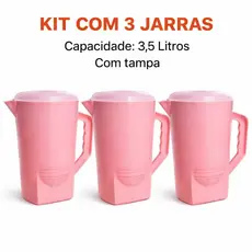 Kit com 3 Jarras Plásticas de 3,5 Litros – Práticas, Resistentes e Ideais para o Dia a Dia!