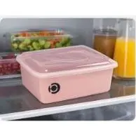 Caixa Organizadora Plástica 3,5L com Tampa Rosa – Multiuso Cozinha, Geladeira, Banheiro e Escritório