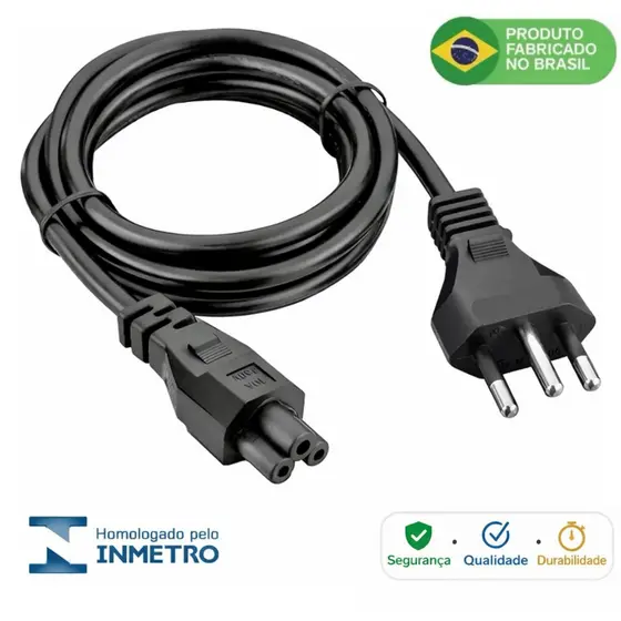 Cabo de Força Fonte Energia Tripolar 1,5m 3 Pinos Mickey Para Notebook Tv Monitor Pc