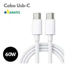 Cabo Usb c Carregador Turbo Tipo C Duplo Para Samsung iPhone Motorola 60w 1m Carregamento Rápido