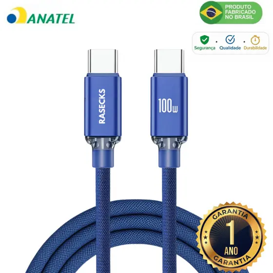 Cabo Usb C PD 100W Duplo Cabo De Carga Rápida Para Samsung MacBook iPad iPhone 15 16 17 Pro Max