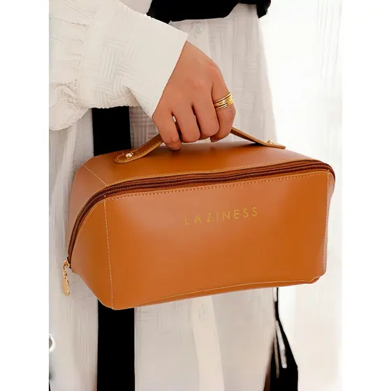 Makeup Bags Necessaire de Viagem Impermeável Couro Compacta e Prática Grande capacidade Organização Elegante Minimalista