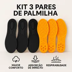 Kit 3 Pares Palmilha Ortopédica Anatômica em Gel-PU Confortável Bota Coturnos Militar Segurança