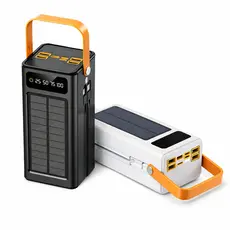 Power Bank Solar 50.000mAh com 4 Portas USB Carregamento Rápido Bidirecional e Display Digital Preto