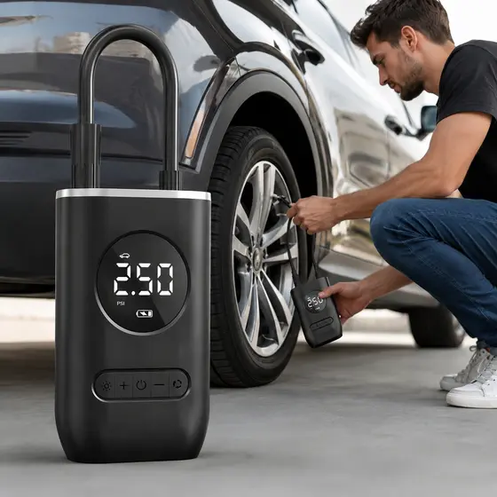 Mini Compressor de Ar Portátil Calibrador de Pneu Recarregável Digital USB