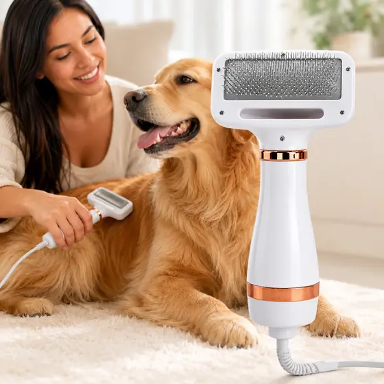 Escova Secadora Pet 2 em 1 110V Portátil para Cachorro e Gato