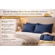Duas Fronhas Micro Percal 400 Fios 70x50 cm – Toque Macio, Conforto Premium e Envio Imediato