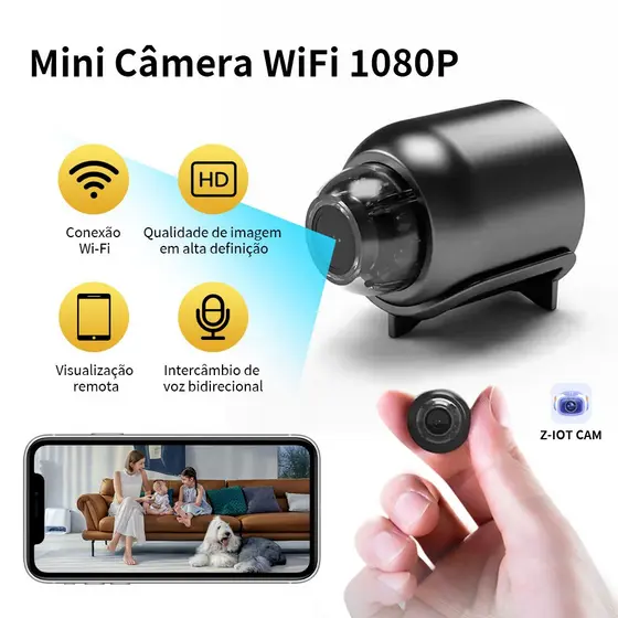 Mini Câmera Segurança 1080P Wi-Fi Detecção De Movimento 140° Discreta