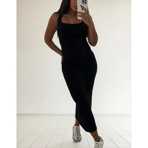 Vestido Midi Com Alças Detalhe Aberto Nas Costas