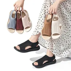 Sandálias de praia femininas com detalhes vazados macias confortáveis ​​e respiráveis com design ortopédico