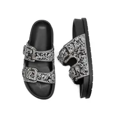 Sandália Birken Papete feminina Fivela ajustável de strass de luxo design MEIJILE