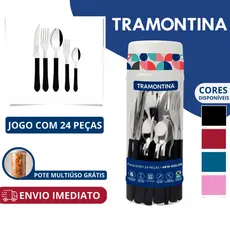 Jogo De Talheres Faqueiro Tramontina 24 Peças Aço Inox - New Kolor