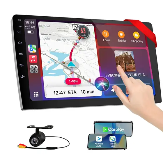 óLike Central Multimidia 7/9/10 Polegadas QuadCore 4GB RAM + 64GB ROM Carplay E Android 2 Din Touch Screen