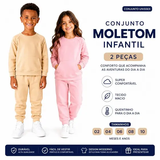 Conjunto Infantil Moletom 2 Peças Liso Lr Infinity