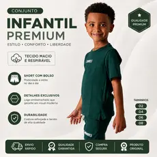 kit 2 peças Camisa e shorts - Verde Militar Rubber Infinity White