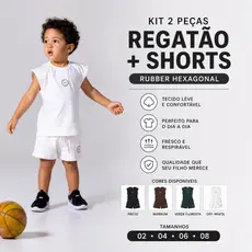 Conjunto Infantil Menino 2 Peças Regata Machão + Shorts Rubber Hexagonal Leve e Confortável