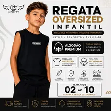 Regata Infantil Masculina Menino Oversized Machão Algodão Premium Conforto