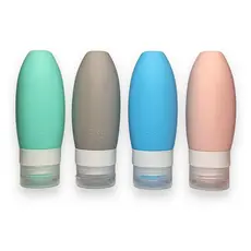 Kit Viagem 4 Frascos de Silicone de 90ml, Porta Shampoo e Condicionador para Bagagem de Mão, AVIBES