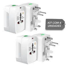 4 Adaptadores de Tomada Universal, Para Viagem, Mais de 150 Países, Internacional, Bivolt, AVIBES