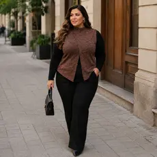 Colete Casaco de Frio Poncho Feminino Premium Blusa Gola Alta Look Casual Chic Inverno P014