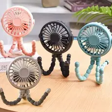 Ventilador Para Carrinho De Bebê - USB, 3 Velocidades, Garra 360° Ajustável