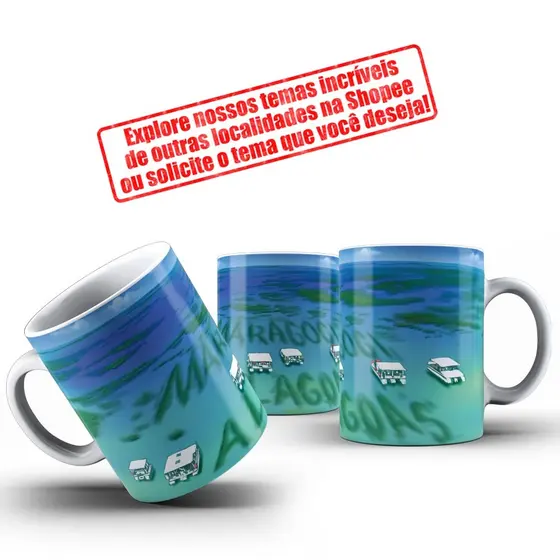 Caneca Xícara de Maragogi | Lembrancinha de Alagoas - Porcelana 325 ml