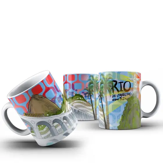 Caneca Xícara Rio de Janeiro | Lembrancinha do Rio de Janeiro - Porcelana 325 ml