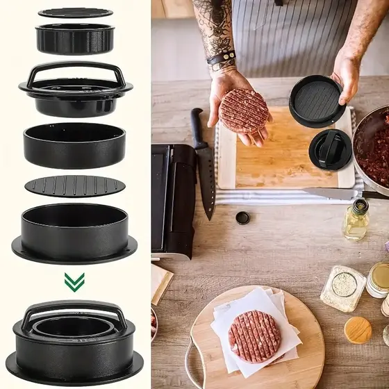 Conjunto de 5 peças de molde para hambúrguer com Base removível