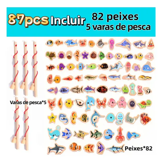 Brinquedos educativos para pais e filhos de pesca magnética Montessori (31 + 2/51 + 3/82 + 5)
