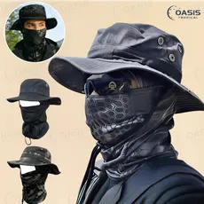 Boonie Chapéu Balaclava Terno Dobrável Macio Proteção Solar Boné De Pesca Respirável Pescador Caça Ao Ar Livre Amplo