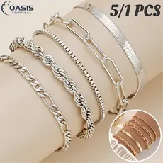 5/1 pcs pulseiras em aço inoxidável hipoalergênico não escurece a prova d’água Pulseira barata Presente de aniversário