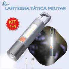 Lanterna tática led recarregável com função de gancho e Zoom luz lateral usb de 1.000 lúmens