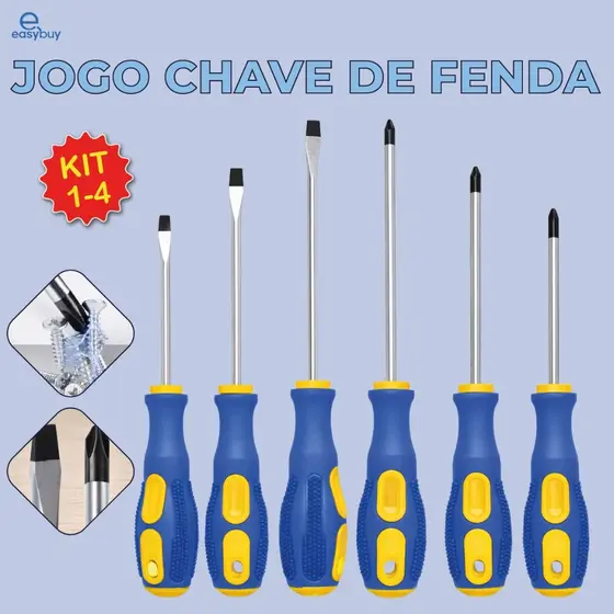 Kit Jogo de Chave de Fenda Diversos formatos Alta Durabilidade de Aço com Cabo Resistente