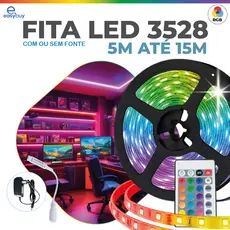 Fita LED 3528 SUPER LED ULTRA RGB 5M até 15M 12V 300 LEDS | 16 CORES IP20 Pronta Entrega Com e Sem Fonte
