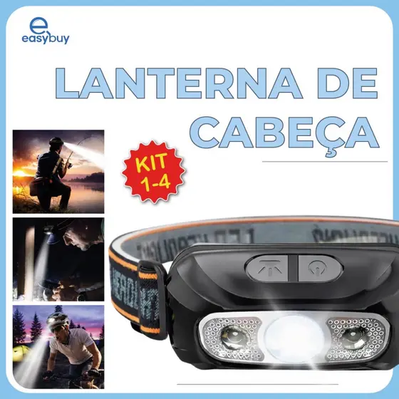 Lanterna de Cabeça Led Alta Potência com vidro óptico carregador USB Bivolt