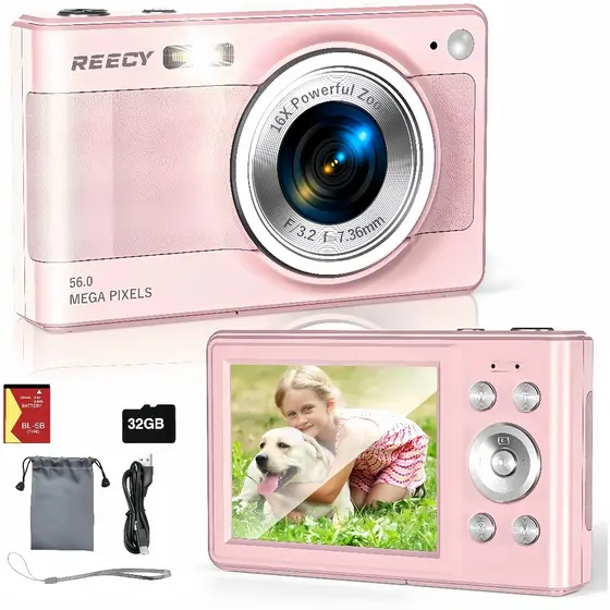 Câmera Digital REECY CCD 56MP | Zoom 16X | Tela 2.88" | Bateria Trocável | 32GB Cartão Grátis | Envio SP