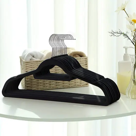Kit Cabides Veludo De Roupa Kit Antideslizante Slim Adulto 36 Un Preto