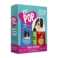 Kit Higiene Banho Shampoo Condicionador Perfume Cães Gatos Pet Clean Pop Completo Filhote Adulto