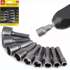 Jogo C/ 9 Soquete Canhao Parafusadeira 5mm A 13mm++ZemMart++