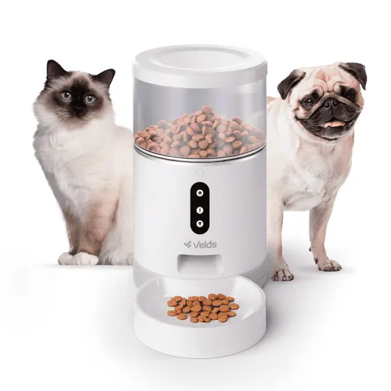 Comedouro Automático Ração Gatos E Cães Velds com App e Programação de Horários, 4L, Branco