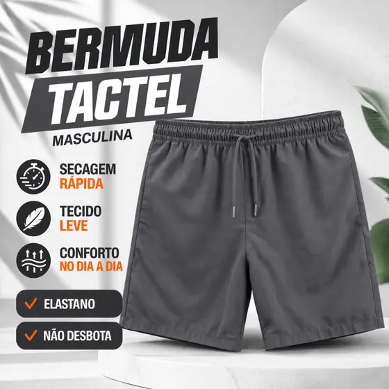 Short Tactel Masculino Bermuda Liso Academia Praia Confortável