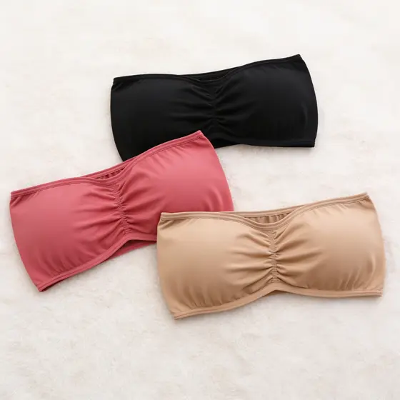 Kit 3 Sutiã Tomara Que Caia Com Bojo Removível Feminino Conforto Top Soutien Sem Alça Microfibra