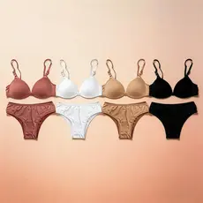Kit 4 Conjunto Infantil Menina Moça Calcinha E Sutiã De Bojo Liso Básico Juvenil Adolescente