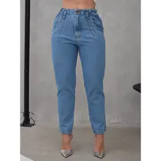 Calça Jeans Feminina Com Elástico Cintura Bolso